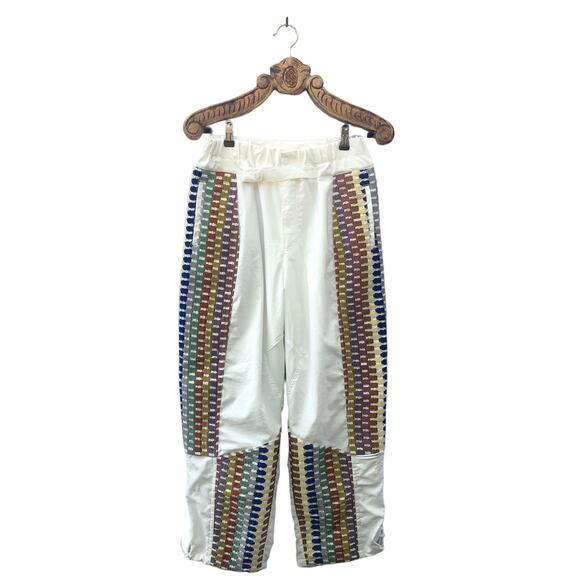 Free People Movement Pants Embroidered Patch Baggy Straight Leg Cinch Cuff M - Picture 1 of 14